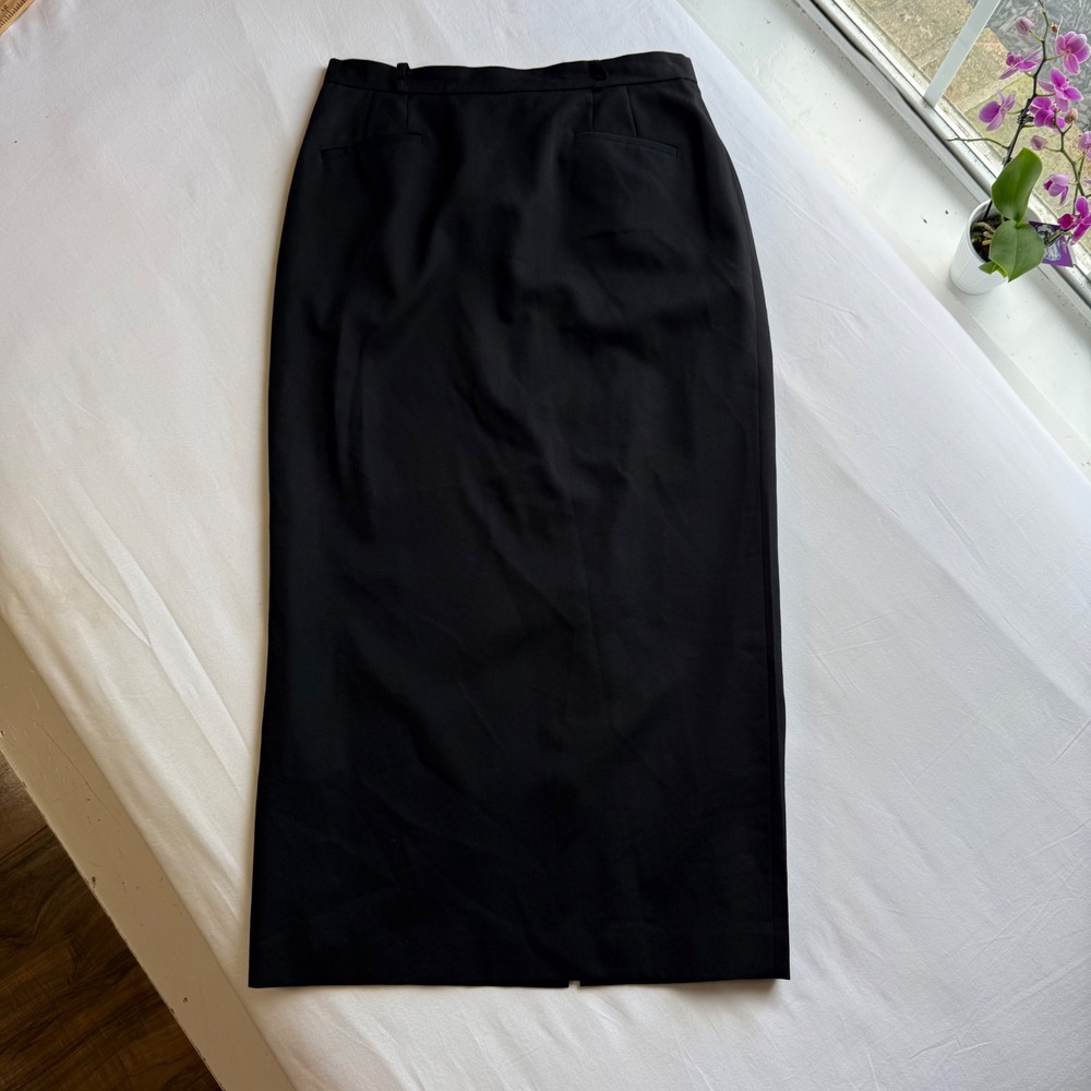Talbots Black 100% Pure Wool Maxi Pencil Skirt Made in Japan Size 12 High Waist